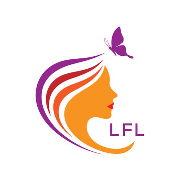 LFL Star Beauty Logo with Elegant Woman Silhouette. LFL Feminine Salon, Spa & Cosmetic. LFL Branding Icon.
