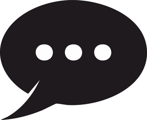 Fototapeta premium Chat bubble icon silhouette, solid black vector illustration, minimal flat UI style