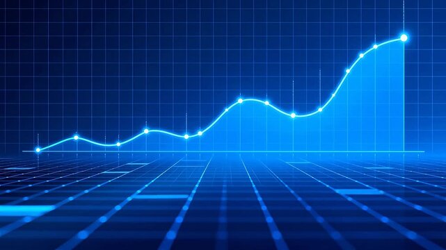 Blue digital line graph on grid