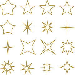 Obraz premium Golden star bundle with various styles isolated on white background, Vector, illustration