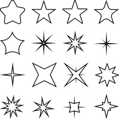 Obraz premium Star bundle vector icons set isolated on white background, Vector, illustration