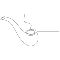 Obraz premium One continuous line drawing of classic tobacco smoking pipe in simple outline illustration style