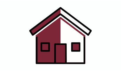 Obraz premium Two Part House Icon Front View Maroon and White Geometric Vector Illustration