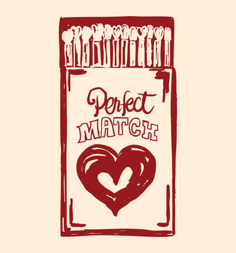 Valentine Matchbox &ldquo;Perfect Match&rdquo; Romantic Love Design