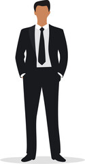 Fototapeta premium Single office worker silhouette vector illustration standing pose