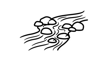 Fototapeta premium Black and white illustration of rocks.