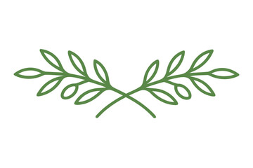 Fototapeta premium Minimal Green Leaf Divider Line
