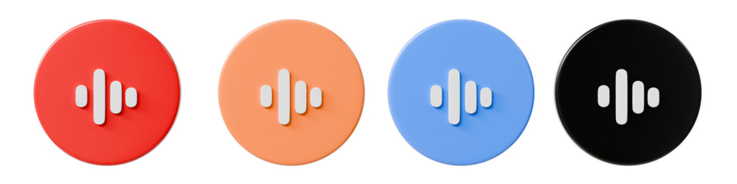 3d sound wave button icon. audio notification concept. minimal cartoon audio waveform ui symbol for app interface. isolated on white transparent background. 3d render.