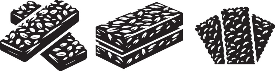 granola bars  icon vector set.
