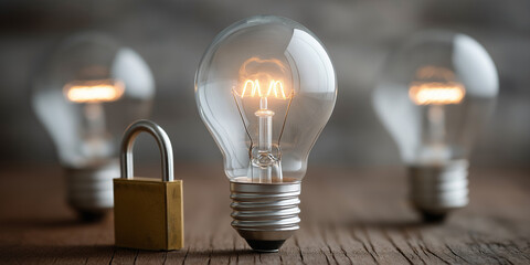 Data privacy legislation fines highlighted through innovative lightbulb concept in secured environment