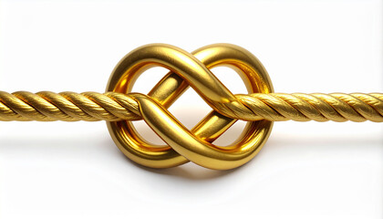 Naklejka premium Gold chain link and rope connected together in a knot on isolated transparent background