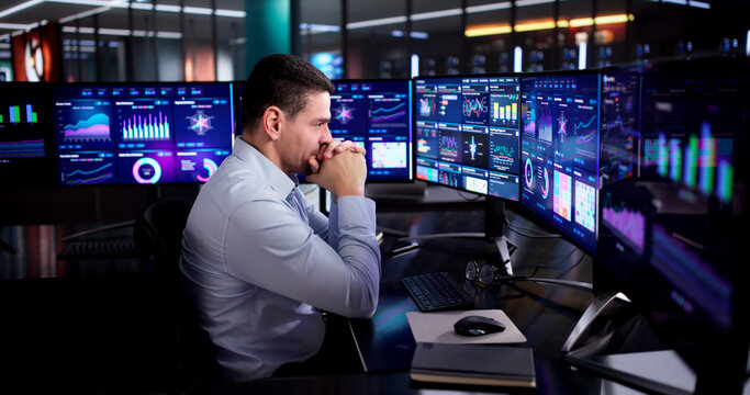 Stressed Accountant Analyzing Budget Data