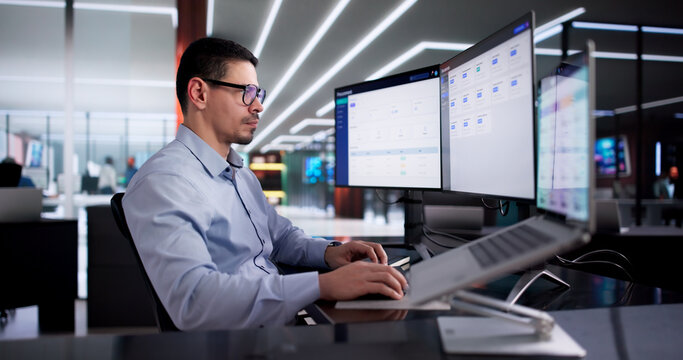 Man Using Online Document Management Software