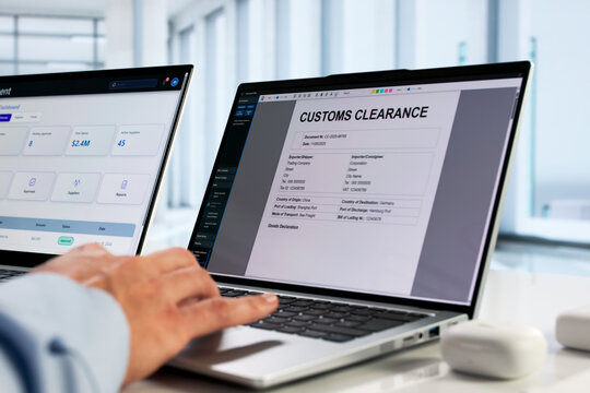 Professional Man Completing Import Export Clearance Form