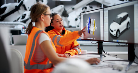 Woman Designing Cars On Computer
