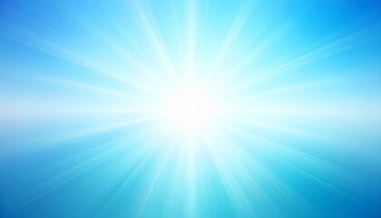 Radiant Blue Horizon with Central Light Burst and Reflective Surface