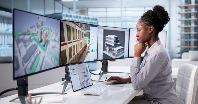 Young Black Girl Developing Innovative BIM Technology - Powered by Adobe
