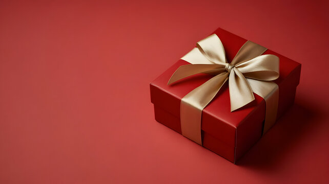 Valentine present box. Romantic gift with bow. Love and celebration concept.