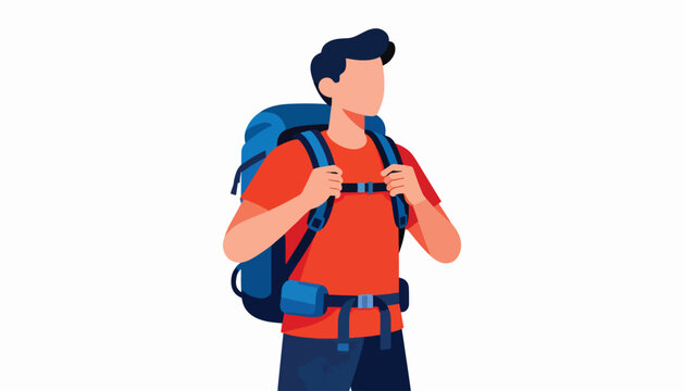 Adventurer with a large backpack, looking ahead