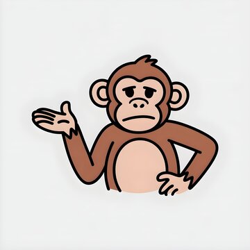 confused monkey illustration on white background