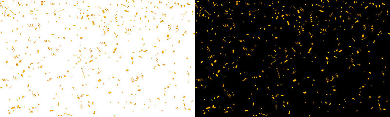 Golden confetti falling down isolated transparent background vector