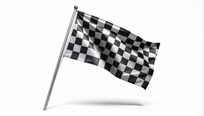 Fototapeta premium Checkered Racing Flag on Silver Pole with Gold Finial