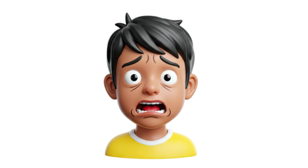 3D cartoon boy with shocked expression