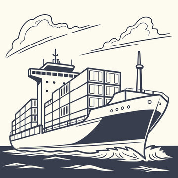 Cargo ship illustration