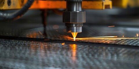 Laser Cutting Metal Sheet with Bright Sparks