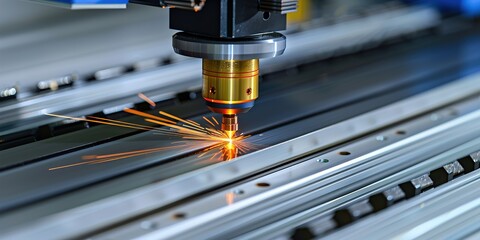 Laser Cutting Metal Sheet in Industrial Workshop