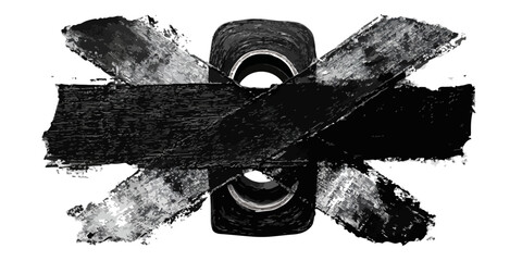 Pinceladas de pintura negra sobre fondo blanco, dise&ntilde;o abstracto con textura, arte gr&aacute;fico.