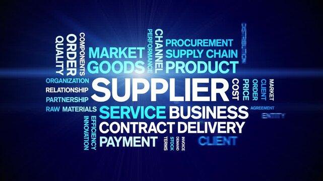 Supplier animated word cloud-text design animation tag kinetic typography seamless loop.