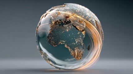 A digital globe depicting data streams connecting to specific locations.