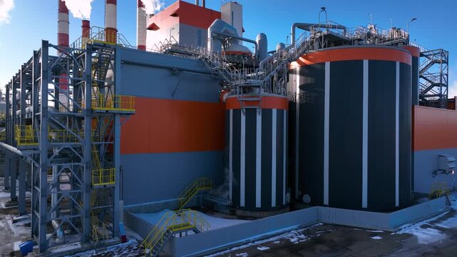 General view of the thermal power plant in winter