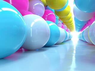 Vibrant Balloon Tunnel with Colorful Latex Balls