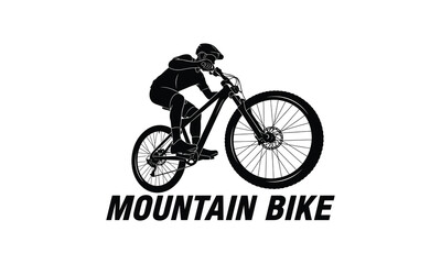 Fototapeta premium Mountain bike rider silhouette illustration on white background isolated
