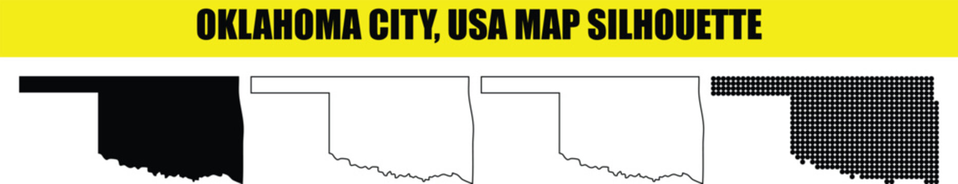 Oklahoma City usa map silhouette vector illustration featuring various graphic styles for professional design projects