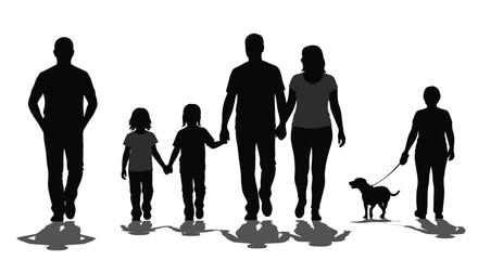 Family outing with dog and pet