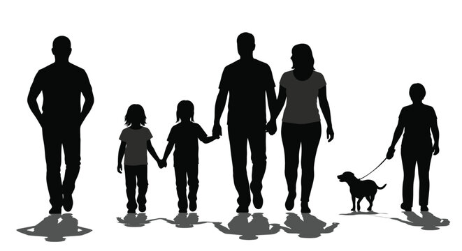 Family outing with dog and pet