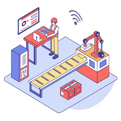 Naklejka premium Modern warehouse automation