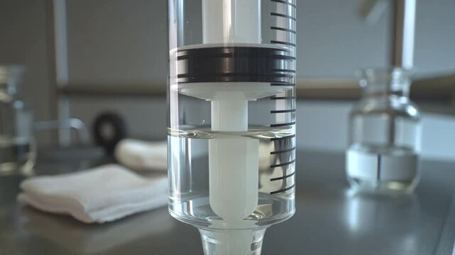 Laboratory Experiment with Measuring Cylinder and Liquid.