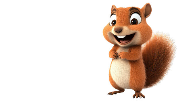 Smiling cartoon squirrel beams joyfully friendly woodland creature displays cheerful expression