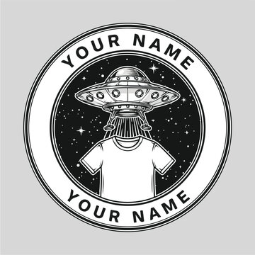 Retro UFO Abducting TShirt with Custom Name Space Design.
