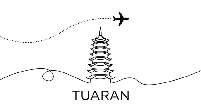 Tuaran pagoda travel and flight vector illustration