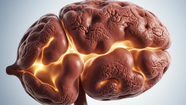 3d Brain Model Rotating, Showing Brain Lobes and Structure