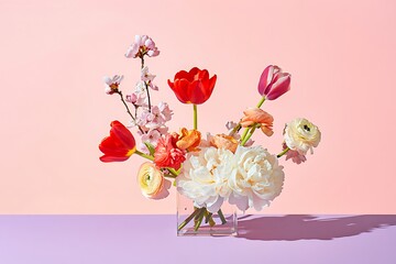 Vibrant flower arrangement in vase