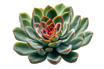 Fototapeta premium Echeveria Succulent Plant Close-up with Vibrant Green and Red Tones Isolated on Transparent Background