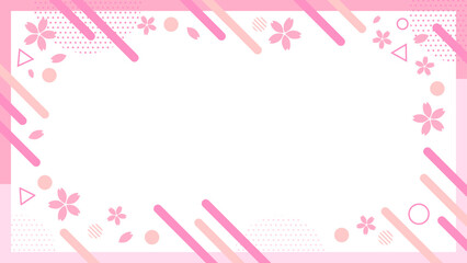春 桜 幾何学模様フレーム 16:9サイズ ベクター