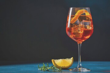 Aperitif glass with lemon garnish