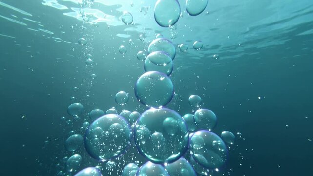 Underwater Bubbles Rising to the Surface.